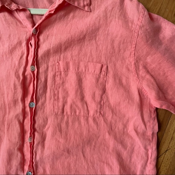 Salmon Pink Linen Boxy Top - Picture 3 of 6